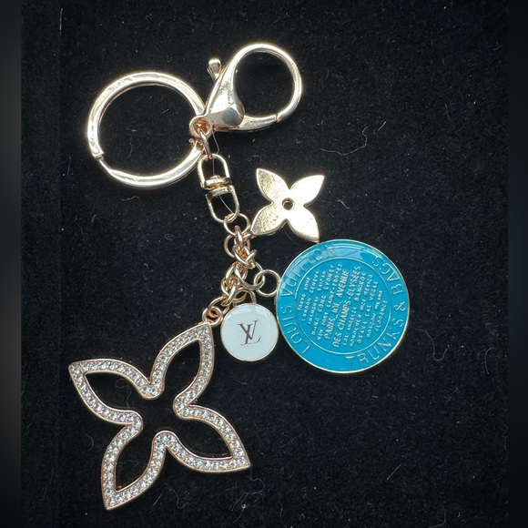 Gold and Blue LV Bag Charm Keychain - Picture 1 of 4